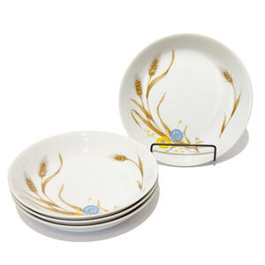 Vintage Montgomery Ward Autumn Floral Wheat Salad Plate Bowl Set of 4 Japan 7.5"